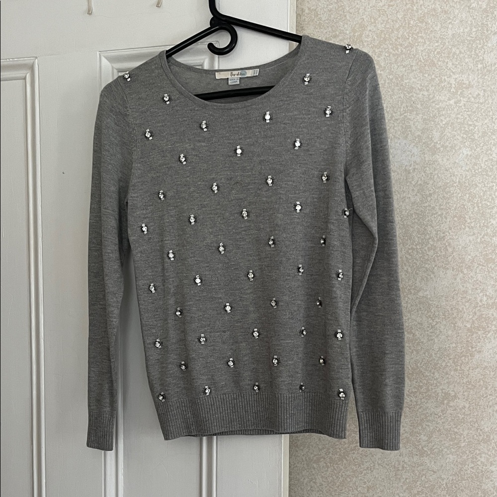 Boden Women’s Gray Sweater with Silver Embellishments